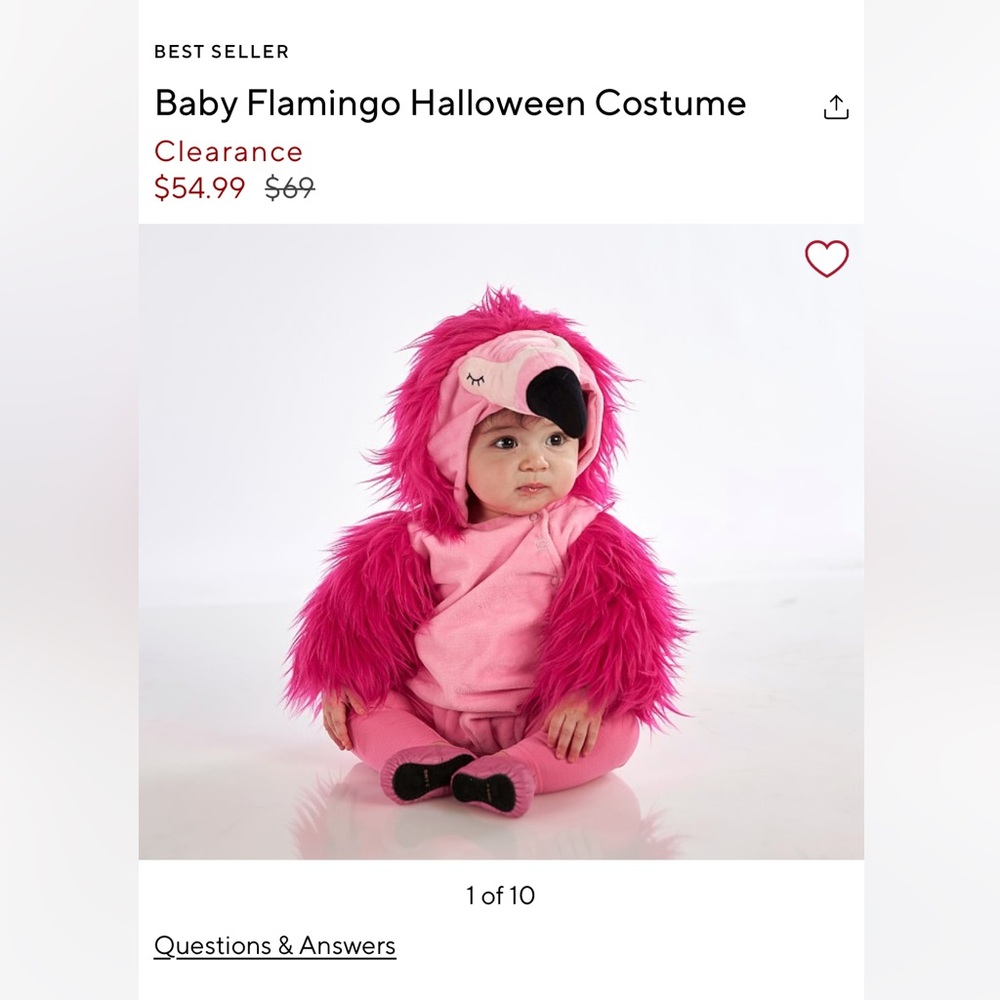Pottery Barn Kids Baby Flamingo Halloween Costume - Hot Pink, Light Pink, Black